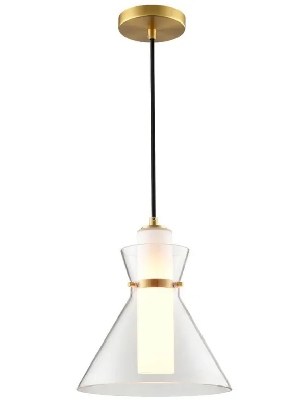 Bliss Aged Brass And Clear Glass with Opal Diffuser Pendant Light