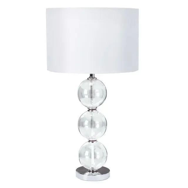 Bliss Clear Glass Ball Stacked Base with White Shade