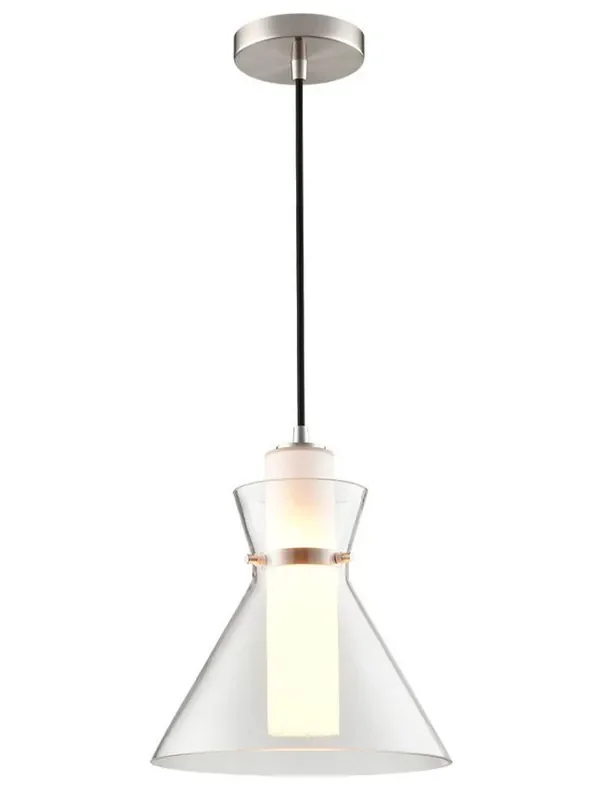 Bliss Satin Nickel And Clear Glass with Opal Diffuser Pendant Light