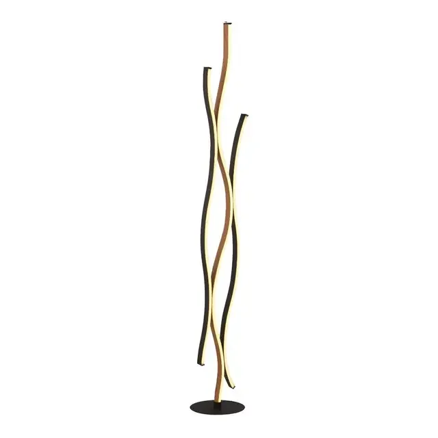 Bloom Black Metal and Wood LED Floor Lamp