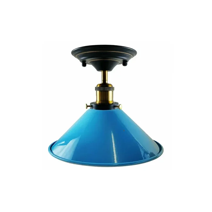 Blue Cone Vintage Style Ceiling Light – Flush Mounted