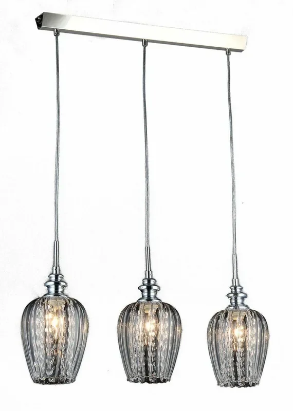Blues 3 Light Satin Nickel With Clear Glass And Crystal Bar Pendant Light