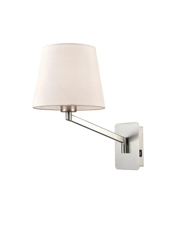 Blyton Satin Nickel Bracket with USB Adjustable Wall Light