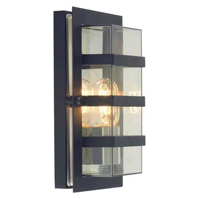 Boden Black with Clear Diffuser IP54 Wall Light