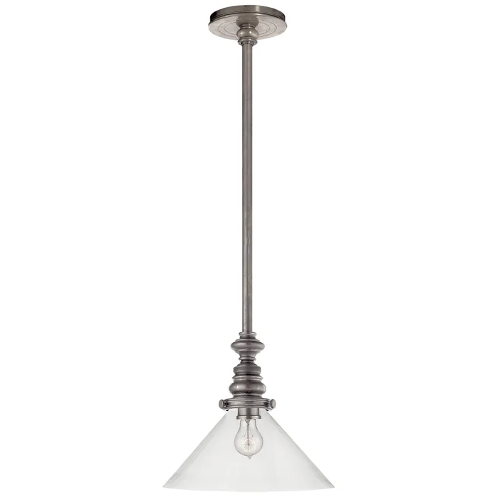 Boston One Light Pendant, Antique Nickel