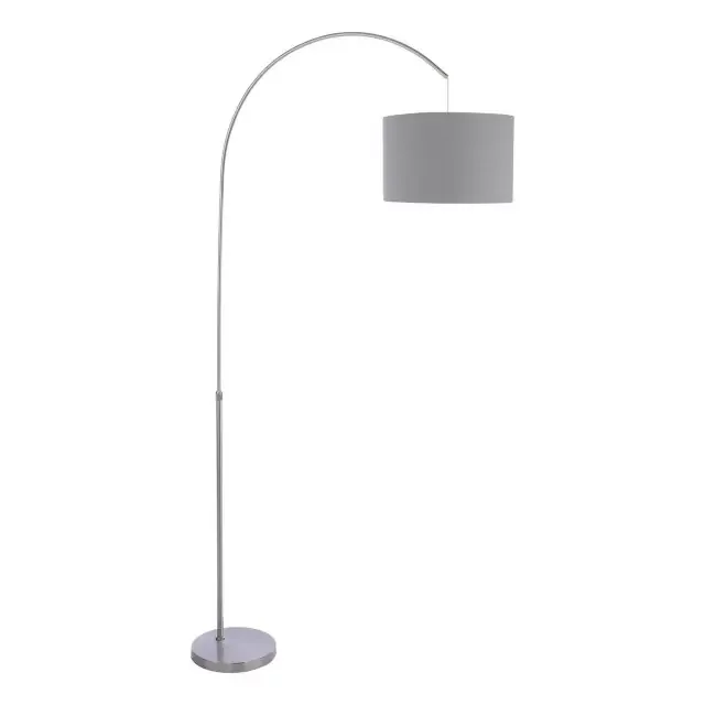 Bow Satin Nickel with Grey Shade Floor Lamp
