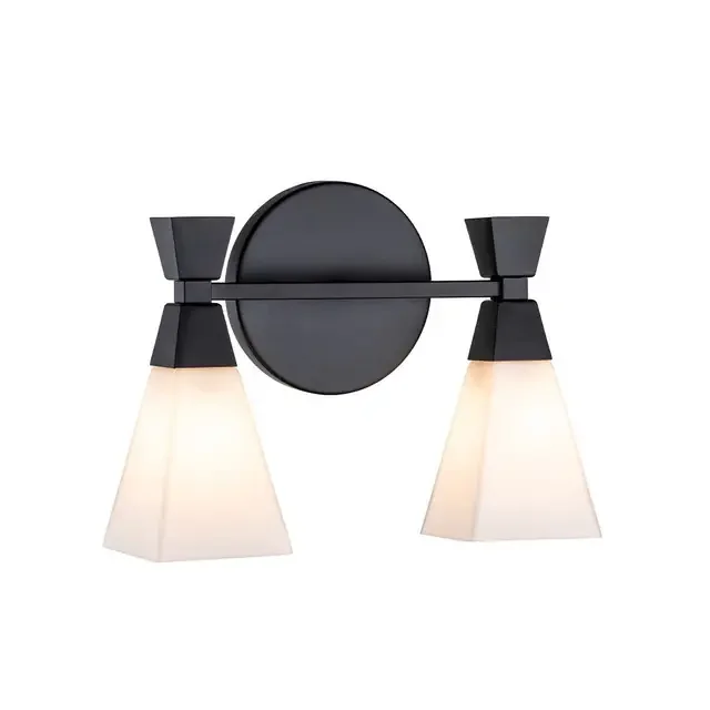 Bowtie 2 Light Matt Black with Opal Diffuser Wall Light