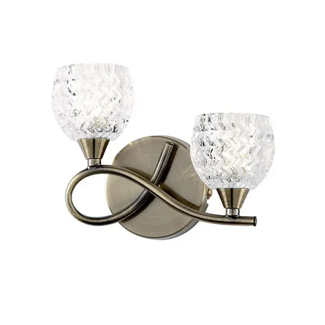 Boyer 2 Light Antique Brass with Clear Glass Left Wall Light