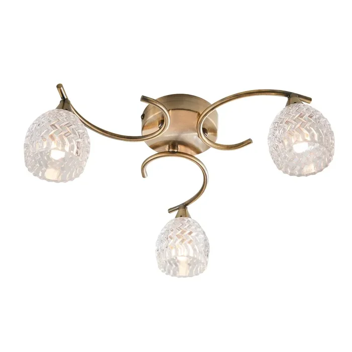 Boyer 3 Light Semi Flush Ceiling Fitting with Cut Glass Shades