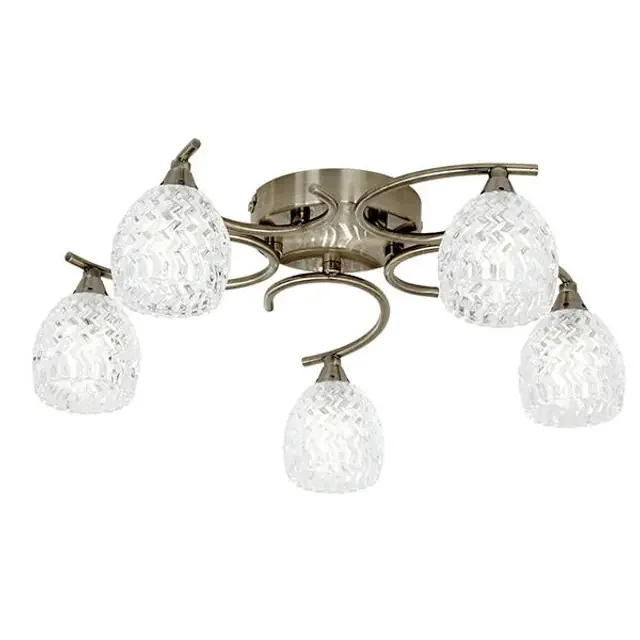 Boyer 5 Light Antique Brass Semi-Flush Ceiling Light