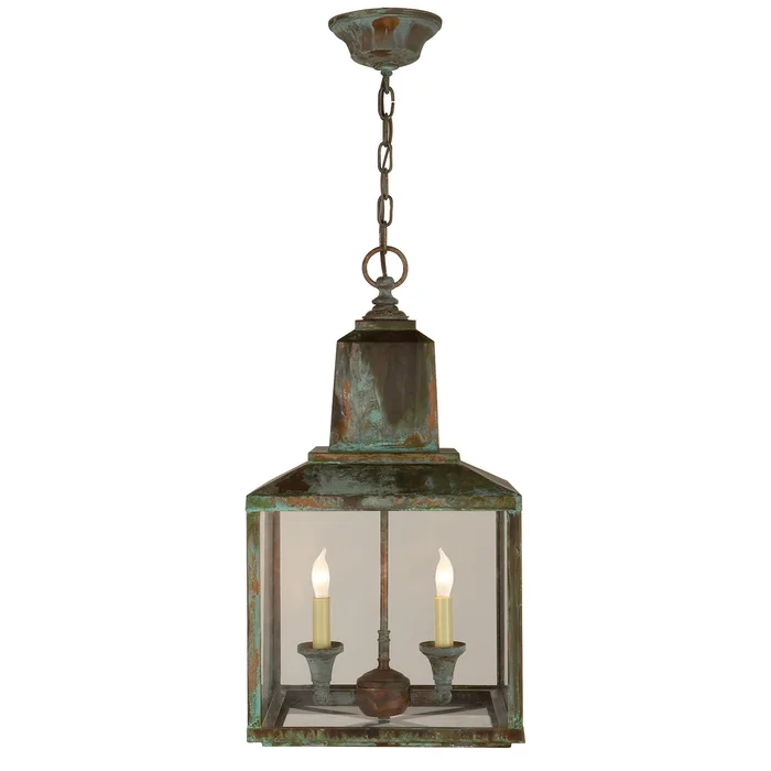 Brantley Two Light Lantern, Verdigris
