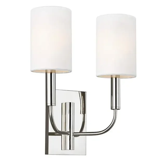 Brianna 2 Light Polished Nickel Wall Light