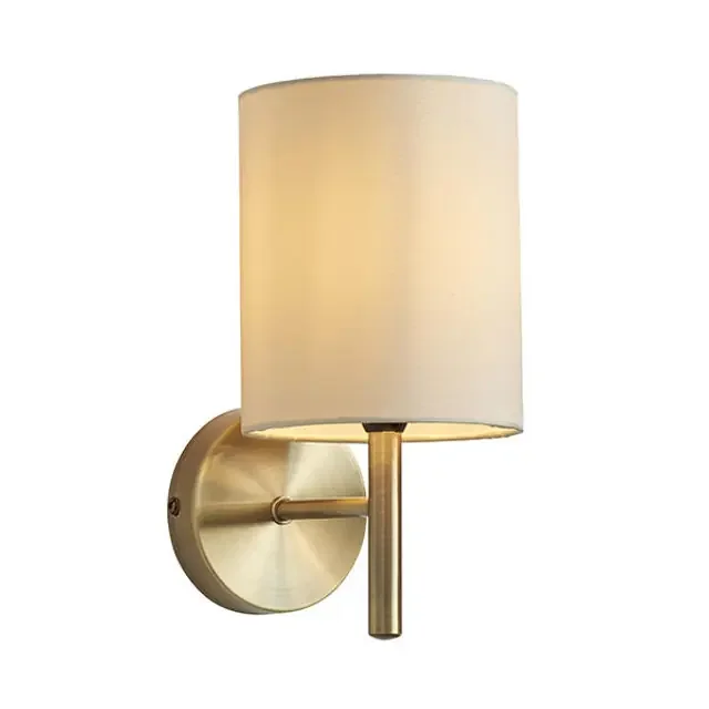 Brio Antique Brass and Cream Fabric Shade Wall Light