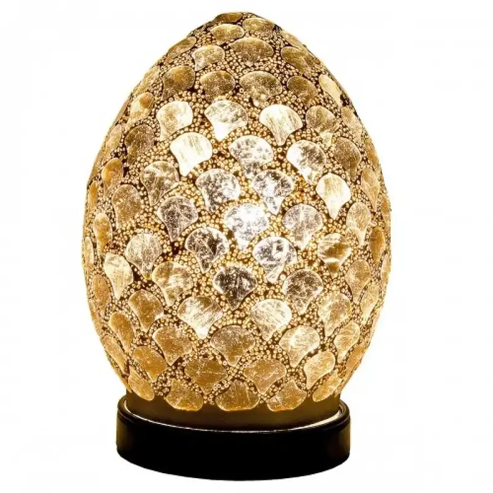 Britalia 880442 Gold Tile Mosaic Glass Vintage Egg Table Lamp 20cm