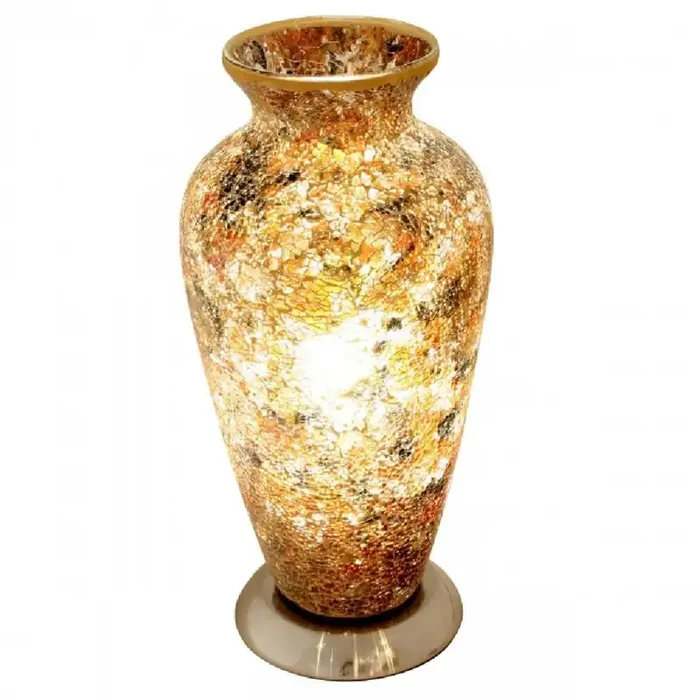 Britalia 880483 Yellow Crackle Mosaic Glass Vintage Vase Table Lamp 38cm