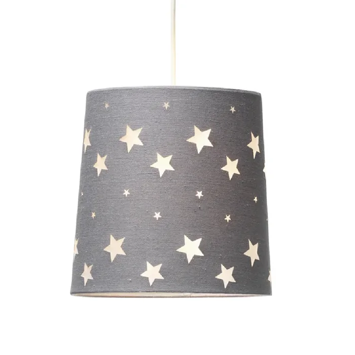 Britalia BR470 SG Soft Grey Stars at Night Design Easy Fit Kids Pendant Shade 23cm