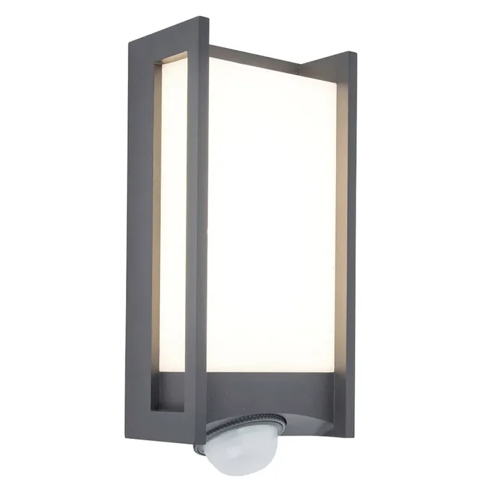 Britalia BR5193002118 LED Anthracite Outdoor Modern Rectangular Flush Wall Light with PIR