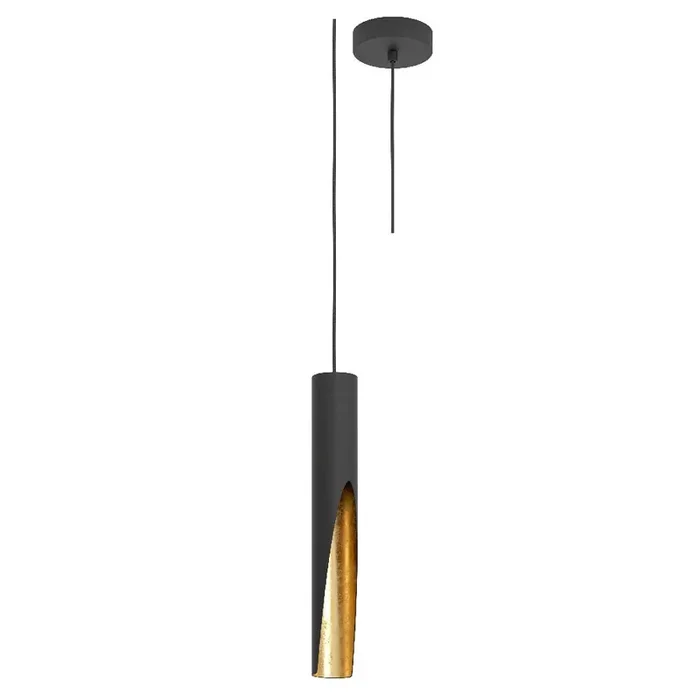 Britalia BR900872 Matt Black & Gold Inner Vintage Metal Cylinder Pendant Light 6cm