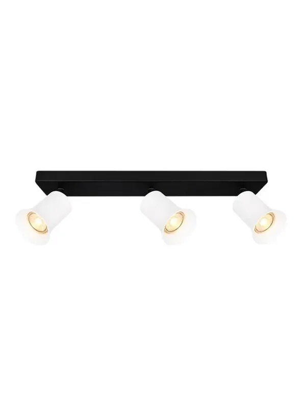Broadway 3 Light Matt Black with Matt White Sleeve Adjustable Bar Ceiling Spotlight