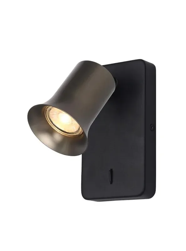 Broadway Matt Black with Bronze Sleeve Adjustable Wall Spotlight