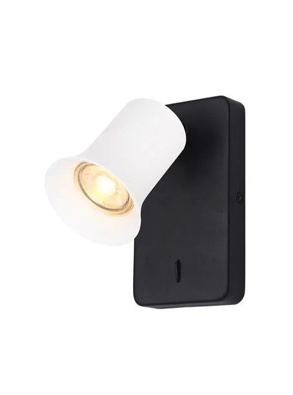 Broadway Matt Black with Matt White Sleeve Adjustable Wall Spotlight