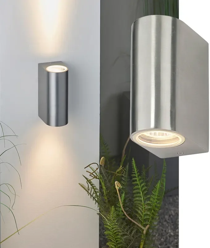 Brushed Aluminium Up and Down Wall Light GU10 – IP44