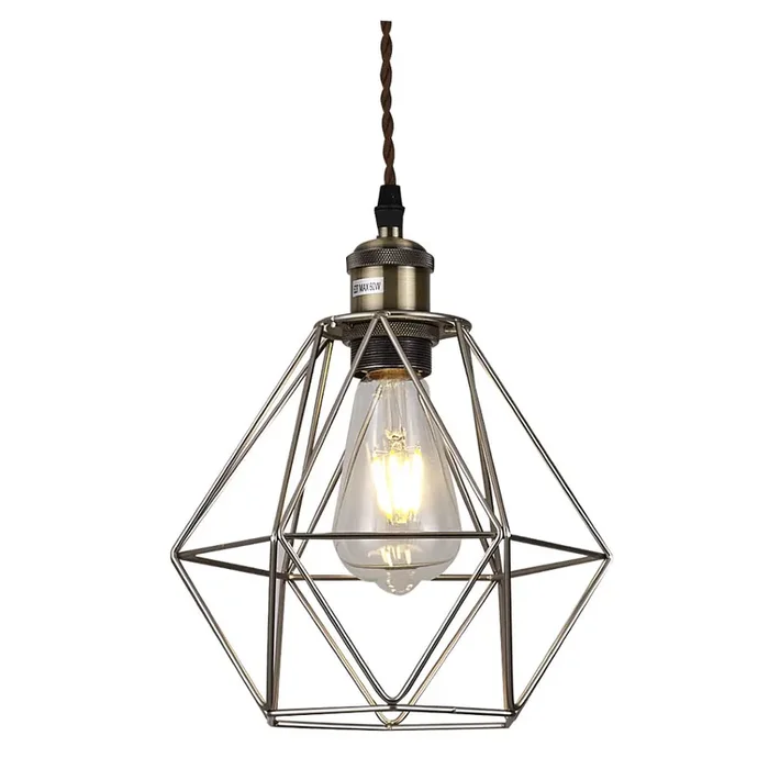 Brushed Chrome Retro Geometric Bird Cage Easy Fit Shade 22cm