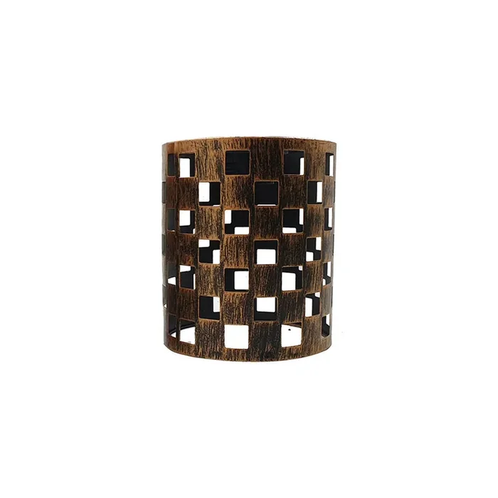 Brushed Copper Check Style Cylinder Light Shade