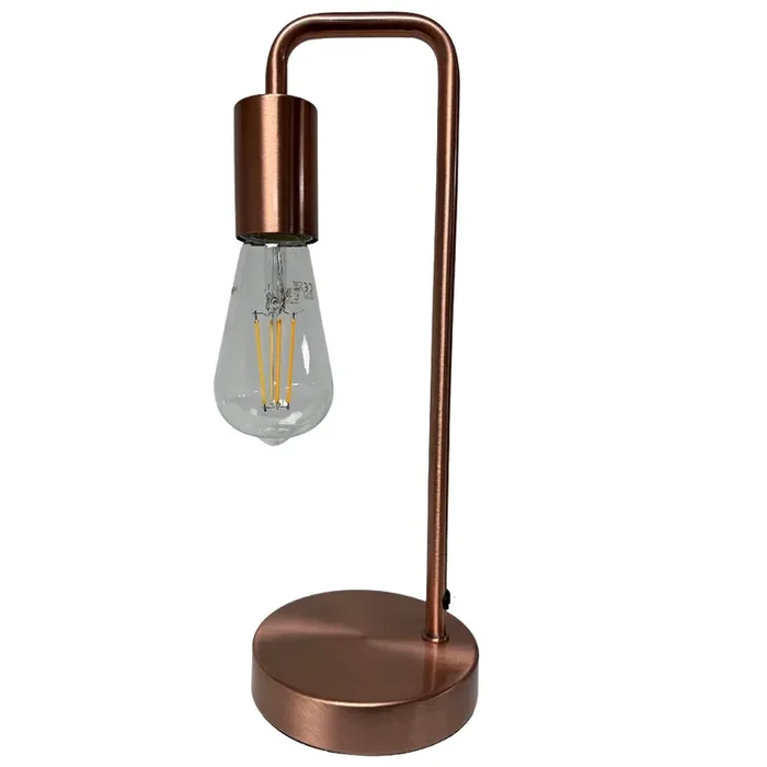 Brushed Copper Metal Industrial Table Desk Lamp 355mm