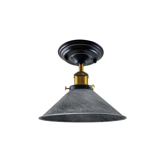 Brushed Silver Cone Vintage Style Ceiling Light – Flush Mounted