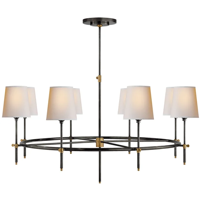 Bryant Eight Light Chandelier, Bronze And Hand-Rubbed Antique Brass