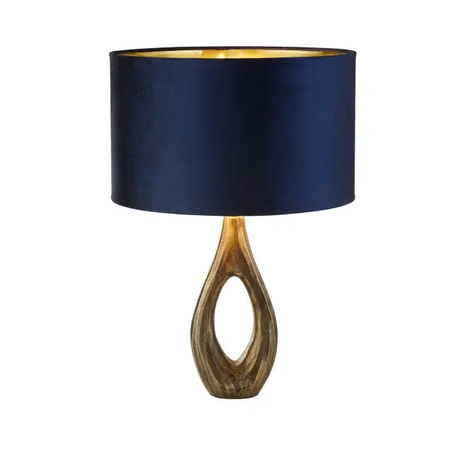 Bucklow Antique Brass with Navy Blue Shade Table Lamp
