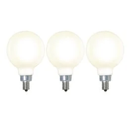 Bulbrite 861577 LED4G16/27K/FIL/M/3-3PK Pack of (3) 4 Watt Dimmable Milky Finish G16 Candelabra (E12) LED Bulb – 350 Lumens, 2700K, and 80 CRI