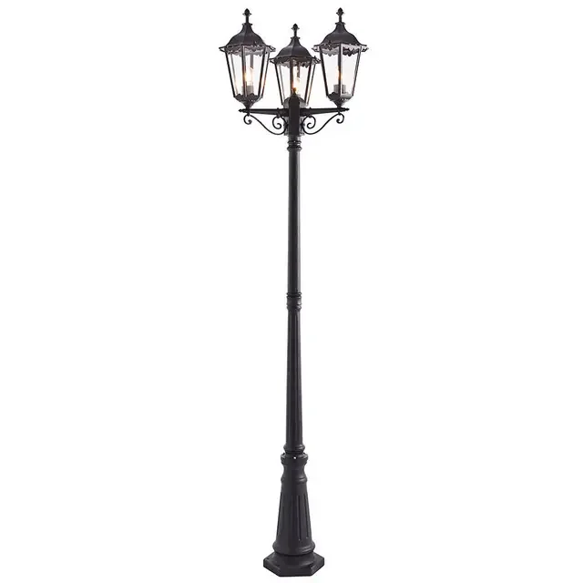 Burford 3 Light Matt Black with Clear Glass IP44 Column