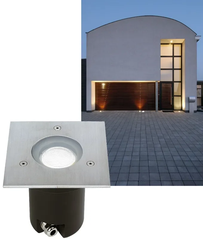 Buried Exterior Uplight with Square Bezel – Uses GU10 Lamp