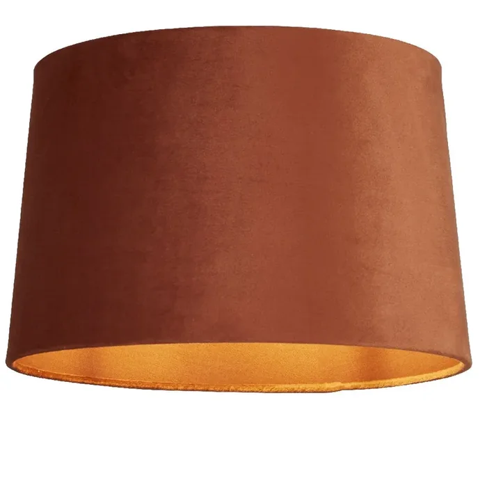 Burnt Orange Velvet Vintage Easy Fit Drum Shade with Orange Inner 30cm