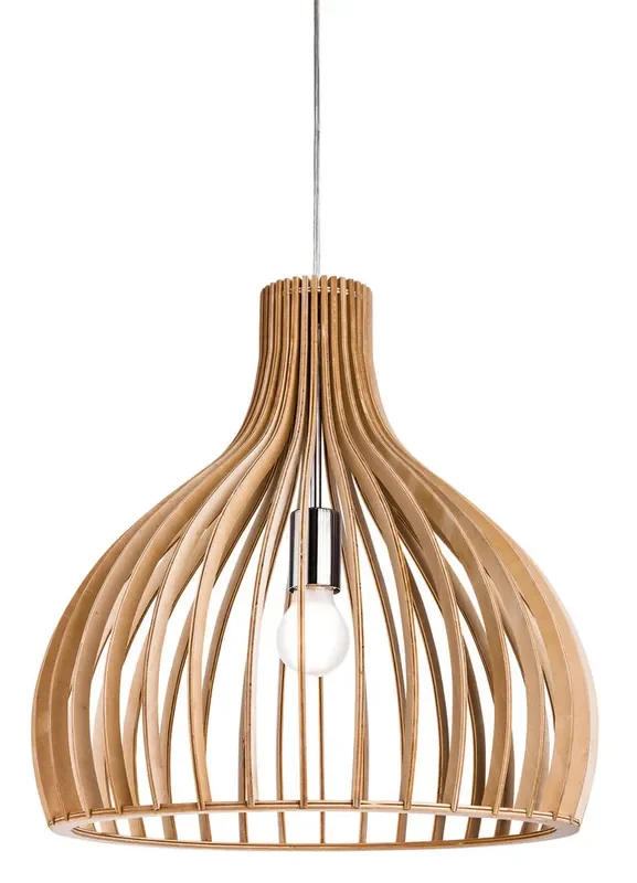 Cadiz Natural Wood Bell Shaped Pendant Light