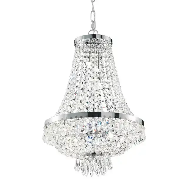 Caesar PL12 12 Light Chrome with Crystal Beads Chandelier