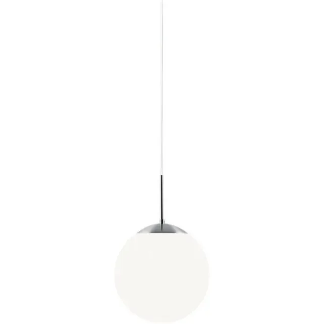 Cafe 15 Silver with White Opal Glass Globe Pendant Light