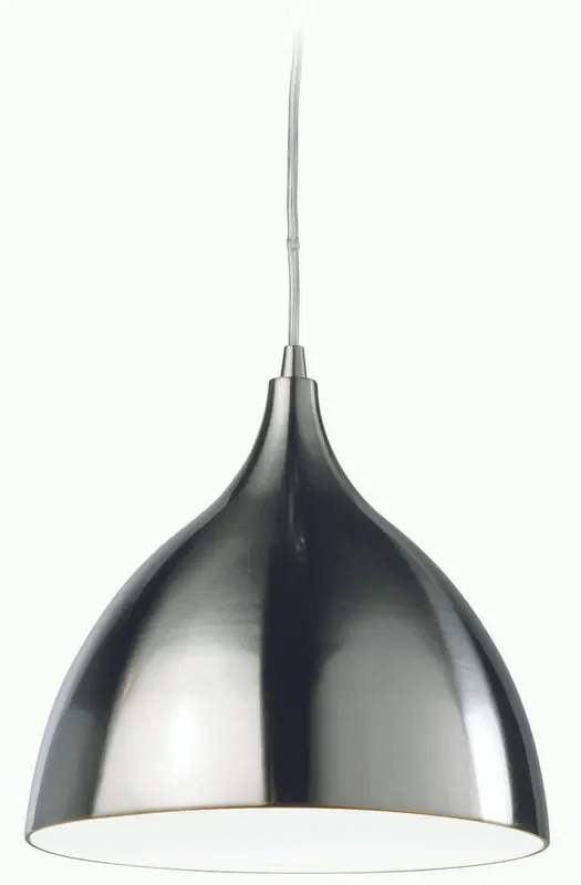 Cafe Brushed Steel with White Pendant Light