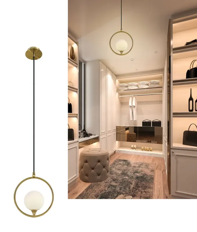 Cafe Style Hoop Light Pendant with White Globe for Stylish Lighting
