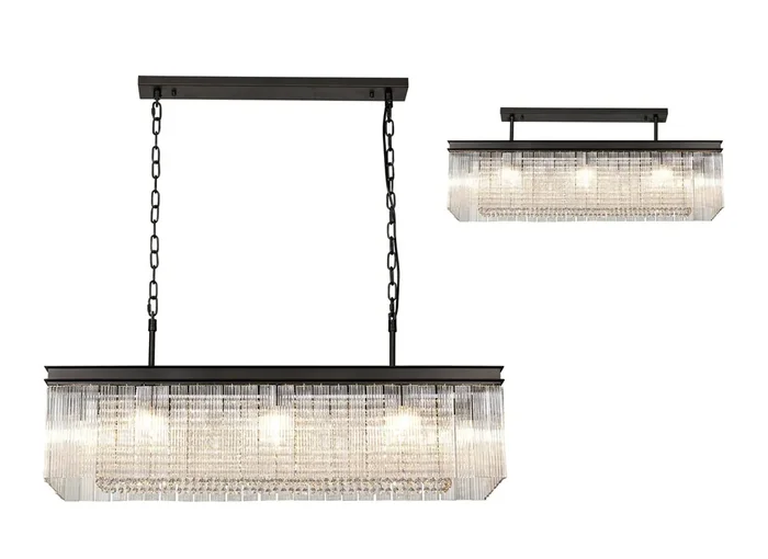 Caffi Rectangular Pendant-Semi Flush, 11 Light E14, Brown Oxide Item Weight 15kg