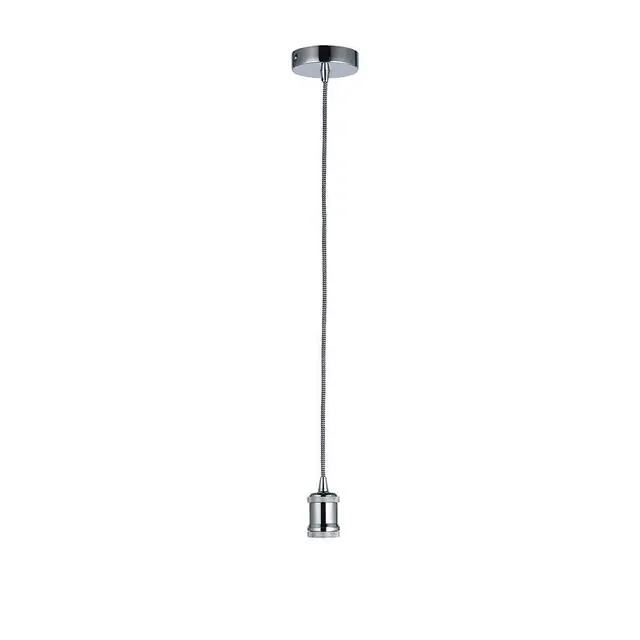 Cambourne Chrome with Black and White Fabric Flex Pendant Light