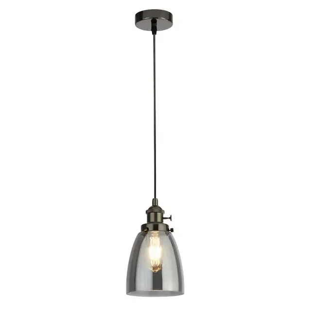 Camden Black Chrome and Smoked Glass Pendant Light