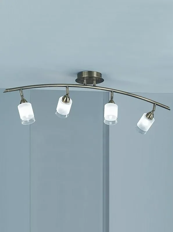 Campani 4 Light Bronze with Adjustable Clear Acid Glass Ceiling Spotlight