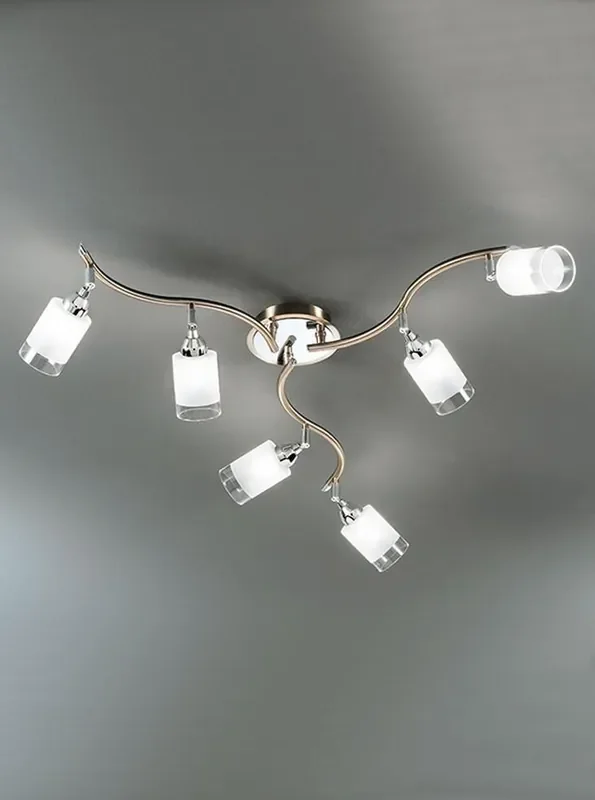 Campani 6 Light Bronze with Adjustable Clear Acid Glass Ceiling Spotlight