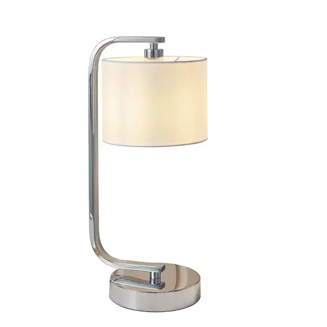 Canning Chrome with White Faux Silk Shade Table Lamp