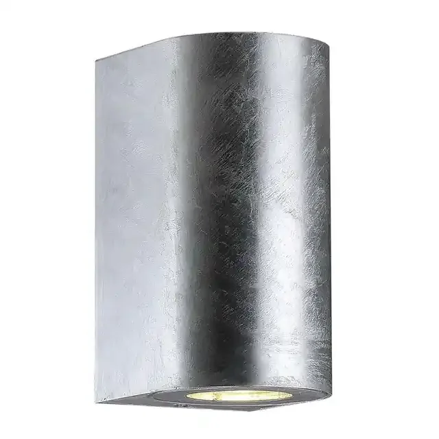 Canto Maxi 2 LED Galvanized With Clear Glass IP44 Up/Down Wall Light