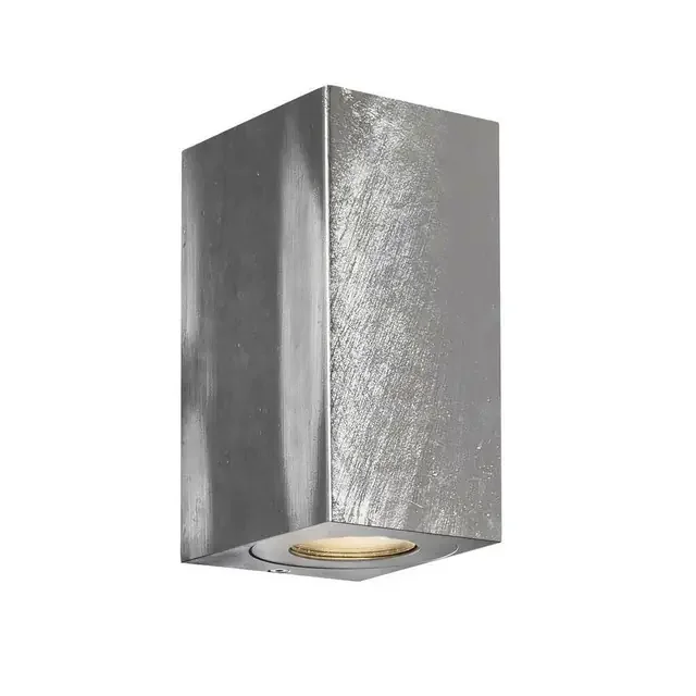 Canto Maxi Kubi 2 LED Galvanized With Clear Glass IP44 Up/Down Wall Light