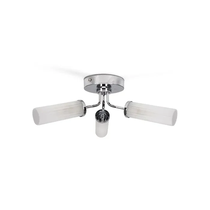 Canya IP44 Bathroom Rated 3 Armed Semi Flush Ceiling Fitting with Glass Shades